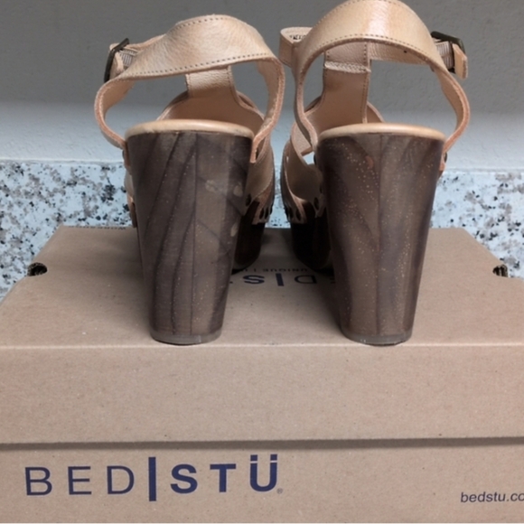 BedStu Caitlin Platform Sandals Tan Sz 10 Genuine Leather Heels Bed Stu Sandals - Picture 7 of 10